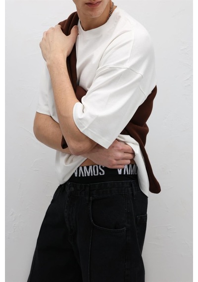 Vamos Dikiş Detaylı Relaxed Fit Jean Siyah