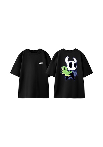 Thewert Hollow Knight 5 Tasarım Sırt Baskılı Pamuk Siyah Oversize T-shirt
