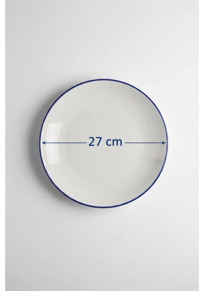 6'lı Valencia Servis Tabağı 27cm Rim Lacivert Rinart Krem
