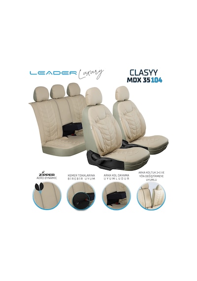 Opel Corsa B Lüx Deri Oto Koltuk Kılıfı Ön Arka Takım Classy Serisi Bej