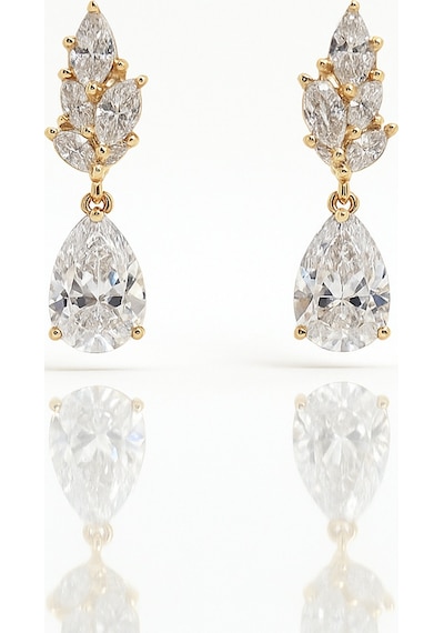 18k Rose Gold Plated Foglia Drop Küpe Gold