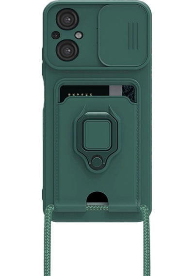 Xiaomi Poco M5 Kılıf Zuma Kartvizitli Yüzüklü Silikon - Yeşil 0.2M-Çok Renkli