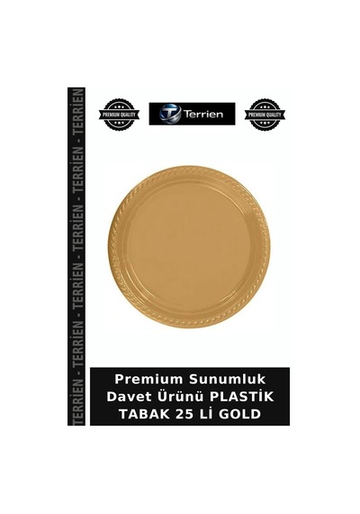 Premium Sunumluk Davet Ürünü Plastik Tabak 25 Li Gold