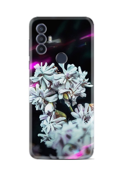 Tcl 30 Se Kılıf Excode Resimli Desenli Silikon Platinium Series Beyaz Çiçekler 1888