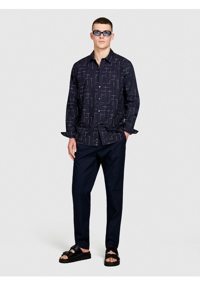 Sisley %100 Pamuk Beli Büzgülü Slim Confort Fit Pantolon Erkek Lacivert Pantolon - 324p4ıuksf046