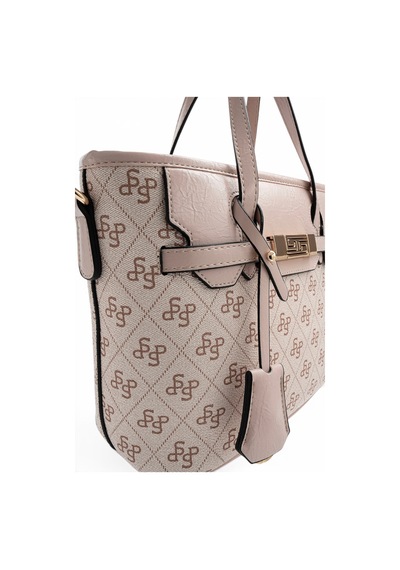 Silver & Polo Silver Polo Pembe - Pudra Monogram Kadın El Çantası Sp1185