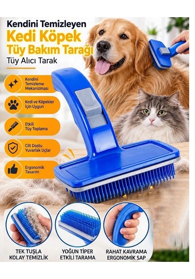 Kendini Temizleyen Kedi Köpek Tüy Tarağı Basmalı Tüy Toplama Ve Bakım Fırçası Köpek Tarağı Kedi Tarağı