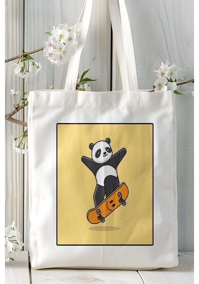 Art Hediye Panda Baskılı Omuz Çanta Kişiye Özel Model 6 Çok Renkli