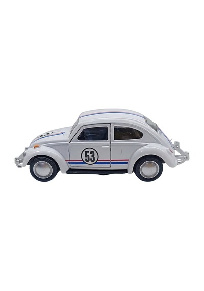 1:36 Ölçek Metal Vosvos Çek Bırak Araba Kapıları Açılan Oyuncak 1967 Volkswagen Beetle - Beyaz