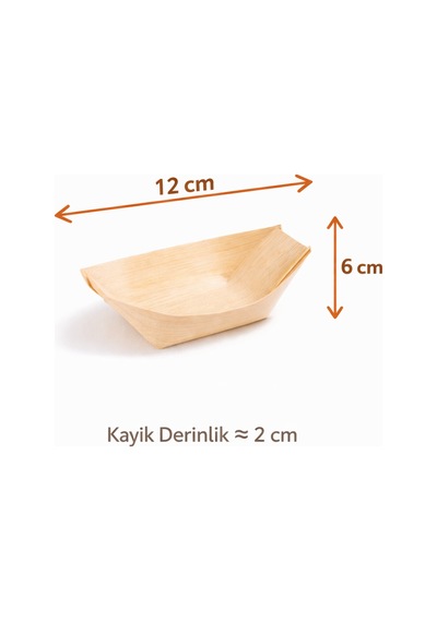 50'li Pkt Mini Bambu Kayık Tadım Tabağı 12x6 Cm Kokteyl Sunum Tabağı Catering Parti Servis Tabak