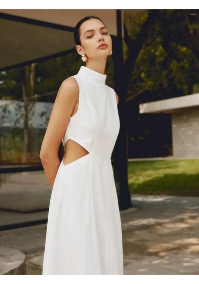 Fashion Cocktail Minik Boyun Detay Pencereli Bel Kolsuz Dizaltı Midi Sahil Yazlık Viskon Elbise Bej Fashion Cocktail Minik Boyun Detay Pencereli Bel Kolsuz Dizaltı Midi Sahil Yazlık Viskon Elbise Bej