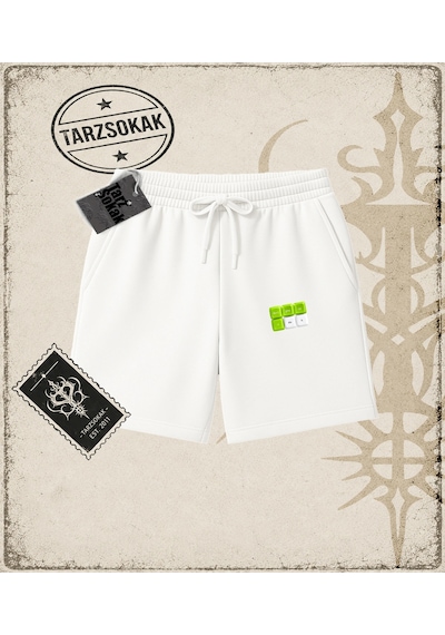 Tarzsokak Gotik & Grunge Streetwear Keycap 2 Unisex Şort Beyaz