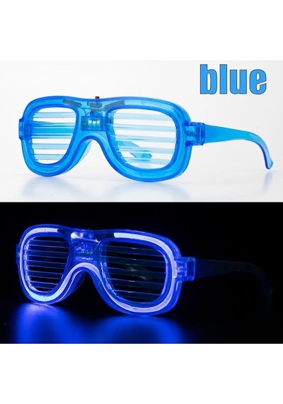 Mavi Led Işıklı Parti Gözlüğü Neon Glow Şerit Gözlük 3 Modlu