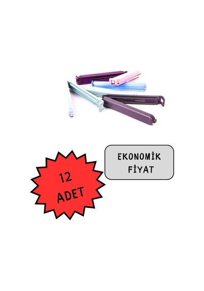 Poşet Kıskacı Bag Clip Birinci Kalite Pratik Mutfak Düzenleyici Organizer 12 Adet Plastik Çok Renkli Diğer