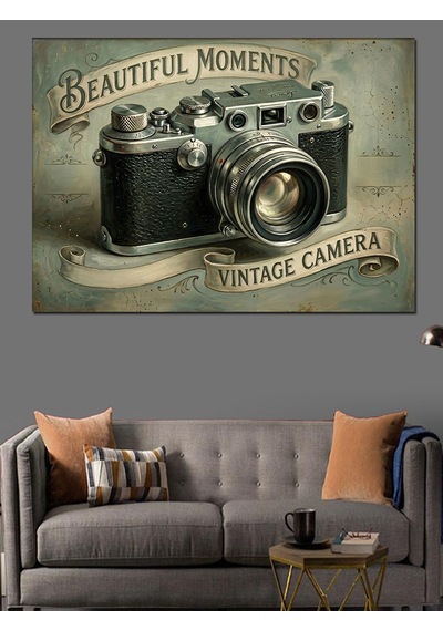 Beautiful Moments Vintage Fotoğraf Makinesi Dekoratif Kanvas - Mdf Ahşap Tablo