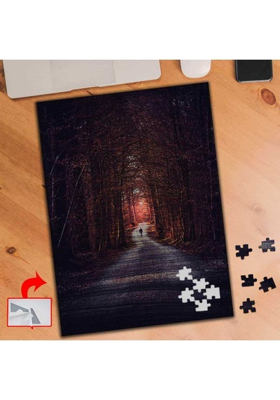 Ağaçlı Yol Kırmızı Yaprak Bitki 240 Parça Puzzle Yapboz Tablo-a060