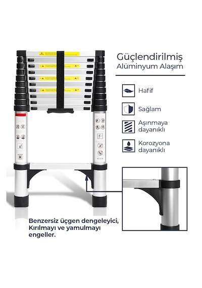 Paslanmaz Çelik Katlanır Merdiven 3.1 Metre 1 Adet