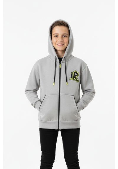 Kapüşonlu Fermuarlı Yandan Cepli Baskılı %100 Pamuk 2 İplik Mevsimlik Erkek Çocuk Sweatshirt-90937 Gri Kapüşonlu Fermuarlı Yandan Cepli Baskılı %100 Pamuk 2 İplik Mevsimlik Erkek Çocuk Sweatshirt-90937 Gri