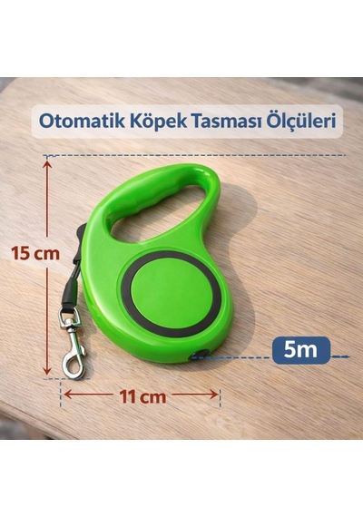 5 Metre Otomatik Geri Sarımlı Köpek Gezdirme Tasması, Dayanıklı Retractable Pet Leash, Ergonomik Kaymaz Tutma Sapı, Güçlü Metal Klips, Küçük Orta Irk Evcil Hayvanlar İçin Yeşil Diğer