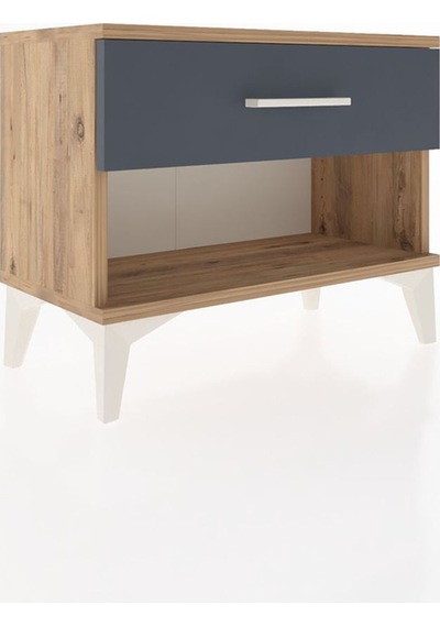 Arges Komodin Tek Çekmeceli 60x30x48 Çam-antrasit Çam
