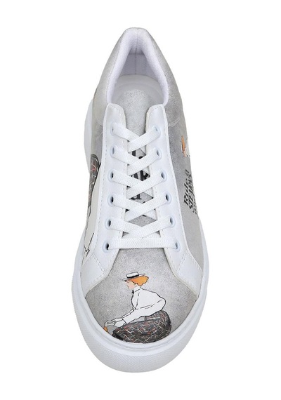 Kadın Vegan Deri Gri Sneakers - Rider Woman Tasarım Çok Renkli