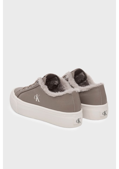 Calvin Klein Logolu İçi Kürklü Deri Sneaker Ayakkabı Hw0hw03235pbo Kadın Ayakkabı Hw0hw03235 Pbo Vizon