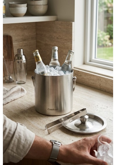 Cooker 1.6 Litre Çelik Buz Kovası Yk1838 Gümüş
