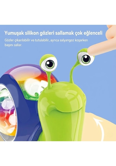 Craftivio Hareketli Işıklı Müzikli Salyangoz Oyuncak - Bebek Emekleme Yardımcısı Eğitici Yürüyen Salyangoz Hayvanlar