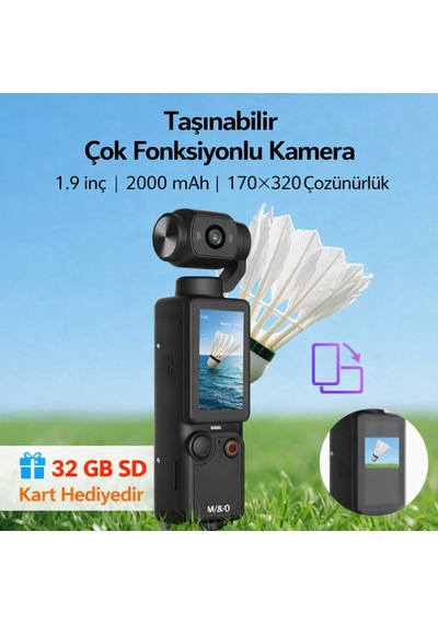 Taşınabilir 4k Vlog Kamerası 180 Dönebilen Lens 1.9" Ips Ekran 2000mah Batarya 128gb Hafıza Kartı Destekli