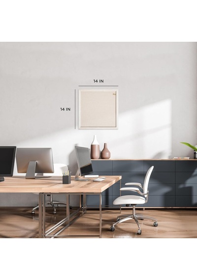 U Brands Rustik Keten Bülten Tahtası, 35,56 Cm X 35,5 Cm, Beyaz Ahşap Stil Çerçeve, Endüstriyel Sınıf Sabitleme Genel