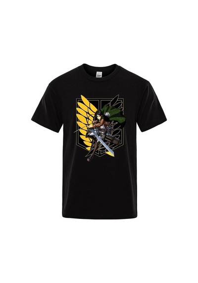 Noıssey Kırmızı Etiket Gala Titan Anime T-shirt Erkekler Model773 17124 Siyah