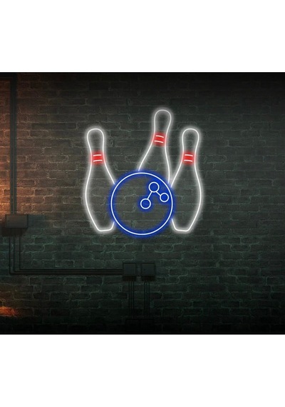 Bowling Topu Ve Lobutu Şekilli Neon Tabela Mavi