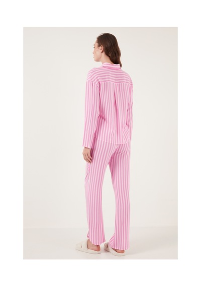 Lela Desenli Rahat Kesim Bol Paça Yazlık Bayan Pijama Takımı 6110014 Pembe
