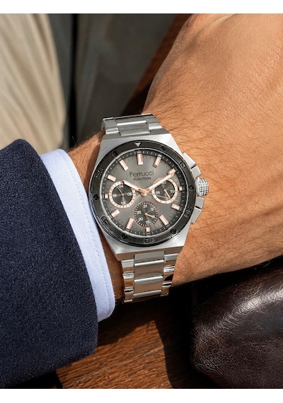 Ferrucci Fc71048 Gümüş Renk Spor Model Full Fonksiyonlu Yeni Sezon Çelik Erkek Kol Saati