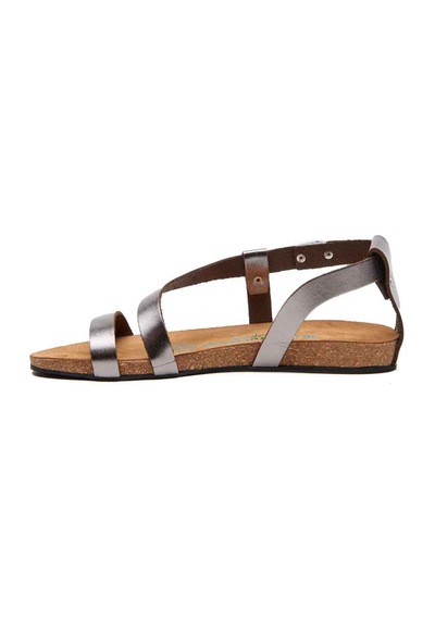 Comfortfusse Grady - Kadın Ortopedik Hakiki Deri Sandalet Platin Baskılı Deri