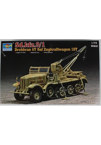 Trumpeter 07251 1/72 Ölçek, Yarı Paletli Döner Vinç 6t ,18t Sd.kfz.9/1 , Plastik Model Kiti-55669