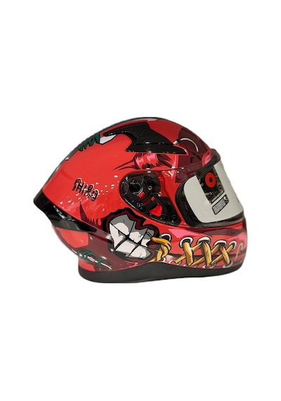 Shiro Katana Sv Psyco Kapalı Kask Bordo - Turuncu