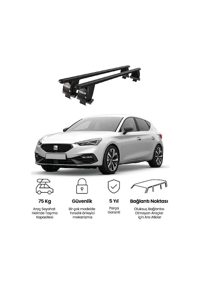 Royal Seat Leon 2020 Ve Sonrası Uyumlu Siyah Kilitli Ara Atkı Port Bagaj Tavan Barı