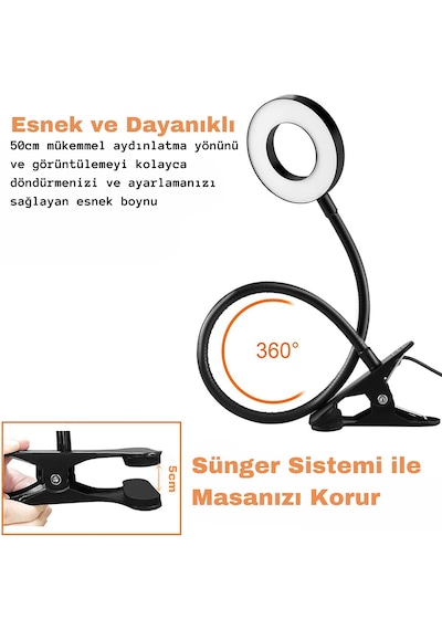 Monozone Oynar Başlı Masa Lambası Akrobat Kıskaçlı Ofis Ev Okuma