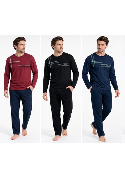 Pierre Cardin Erkek Uzun Kollu Bisiklet Yaka Pijama - 2xl / Kırmızı