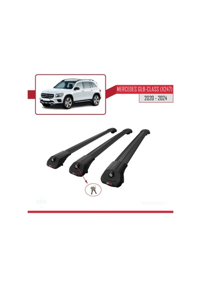 Mercedes Glb-class X247 2020 Ve Sonrası İle Uyumlu Ace-1 Ara Atkı Tavan Barı Siyah 3 Adet Bar