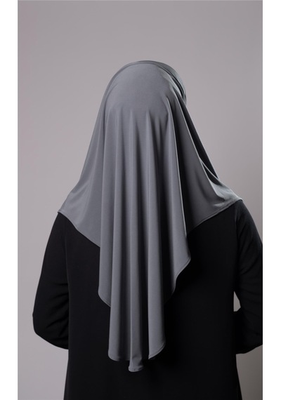 Hürrem Bone Antrasit Pratik Hazır Geçmeli Tesettür Eşarp Sandy Kumaş Yırtmaçlı Düz Hijab 2310 25