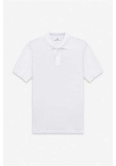 Süvari Beyaz Regular Düz Nakışlı Pike Düğmeli Polo Yaka Tişört Sts1014000018-bey