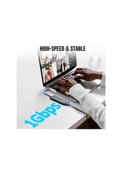 Lemorele Tc24, 5 İn 1 Çoğaltıcı Hub - 1x Rj45 İnternet 2x Usb 3.0 4k Hdmı Ve Type-c Pd Şarj Girişli Çoklayıcı
