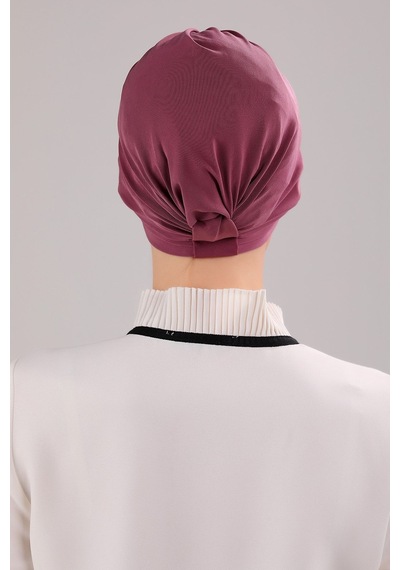 Melodi Scarf Kadın Üç Bantlı Çapraz Hazır Türban Dış Bone Mor Mor