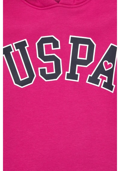 U.S. Polo Assn. Kız Çocuk Şardonlu Kapüşonlu Pembe Sweatshirt 50317890-VR041