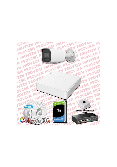 Provzen Hikvision 1 Kameralı 4mp Ip Colorvu 3.0 Güvenlik Sistemi Aı İnsan Araç Algılama Mikrofon Ve Işıklı Alarm