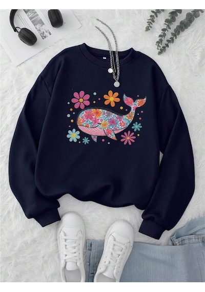 Startmore Balık Desenli Sweat Çok Renkli