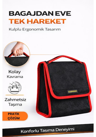 Oto Bagaj Organizer Bagaj Çantası S Boy Kaymaz Cırt Bantlı Velur Kompakt Düzenleyici - Scx1