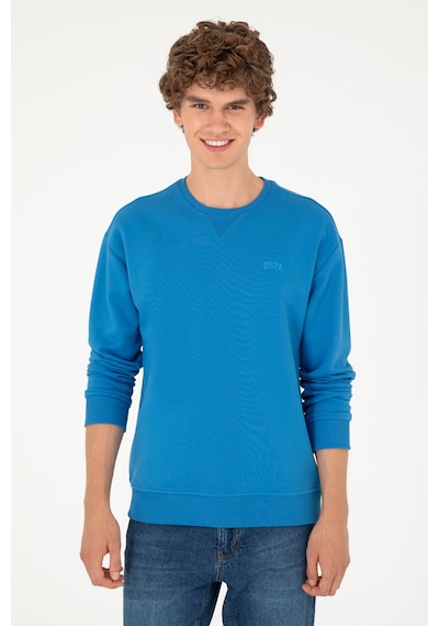 U.S. Polo Assn. Erkek Bisiklet Yaka Kobalt Basic Şardonlu Sweatshirt 50295148-VR077